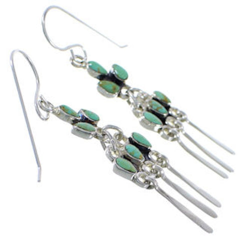 Genuine Sterling Silver Turquoise Jewelry Hook Dangle Earrings EX30079